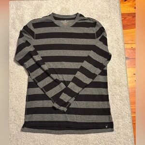 American Eagle Outfitters Black and Gray Striped Crewneck